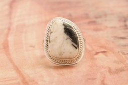 Native American Sterling Silver White Buffalo Turquoise Ring